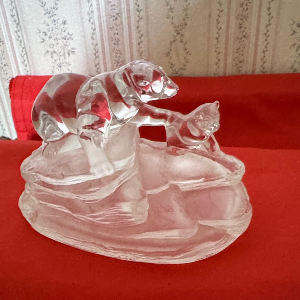 Clear Glass Animal Duo Figurine